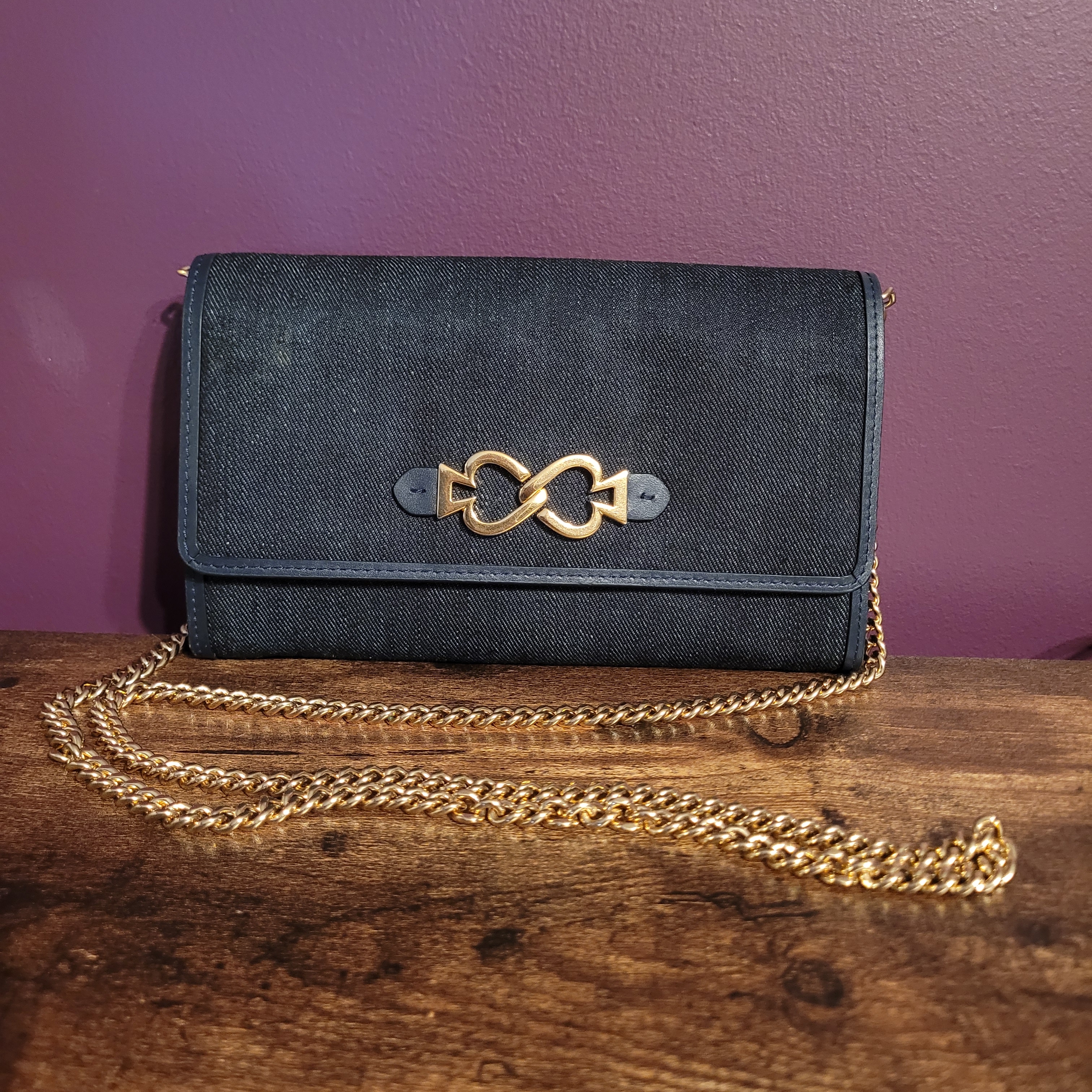 Elegant Jean And Gold Chain Clutch